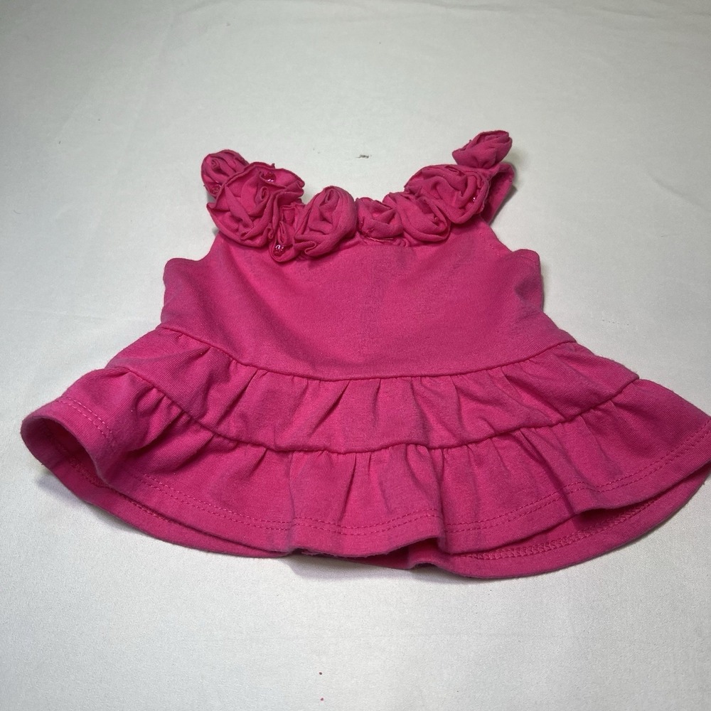 Build‎ A Bear Workshop Clothes Pink Floral Rose Flower Rosette Gem Dress